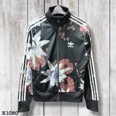 adidas トラックジャケット 花柄 ボタニカル柄 ジャージ L グリーン