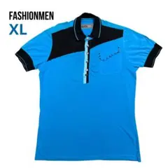 FASHIONMEN ポロシャツ XL 青×黒 美品
