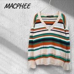 マカフィー マルチカラーボーダー Vネックニット 薄手 綿100% 優しい肌触り