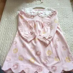 クーラクール　ドーナツ柄ピンクワンピース（長袖）