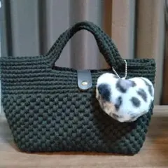 ☆ハンドメイド☆ブラック☆マルシェバッグ☆毛糸バッグ☆ニットバッグ☆ズパゲッティ