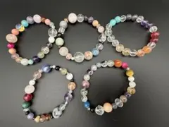 天然石ブレスレット5本セット 4mm〜12mm玉 まとめ売り ハンドメイド