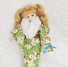 リカちゃん服　お着物セット　（グリーン桜）