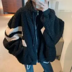 ボアブルゾン ゆるダボ　防寒　ブラック　韓国ファッション レディース