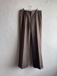 Aquascutum チェックパンツ ウール スラックス ブラウン