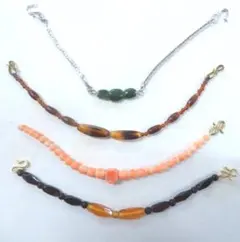 本べっ甲製・珊瑚製等羽織紐4本まとめて・本鼈甲・さんご