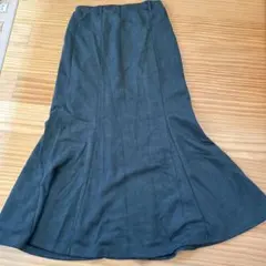 【中古品】黒 フレア ロングスカート ゴムウエスト