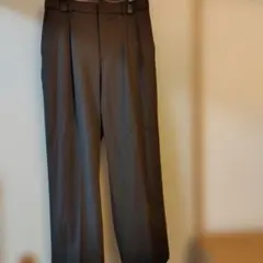 未使用 ユニクロ タックワイドパンツ ダークブラウンXL