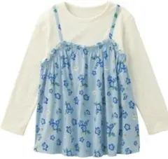 【未使用】ベルメゾンの花柄ビスチェ風長袖リブTシャツ　110センチ