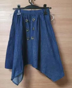 子供服　　150　デニムアシンメトリー　フレアスカート　トレンチ風