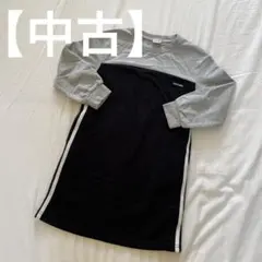 【中古】petit main 長袖ワンピース 120サイズ グレー・ブラック