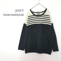 ゆるダボ／JUICY International ボーダー ケーブルニットM 紺