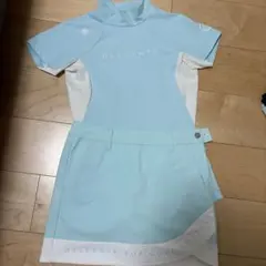 美品★デサントゴルフ セットアップ ノースリーブシャツ スカート ブルー S M 美品☆デサントゴルフ セットアップ ノースリーブシャツ スカート
