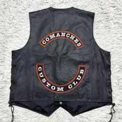 90s ~ 00s 編み上げ カスタム ワッペン レザーベスト インディアン