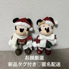 【新品タグ付き】ミッキー　ミニー　ディズニー　クリスマス　ぬいぐるみバッジ