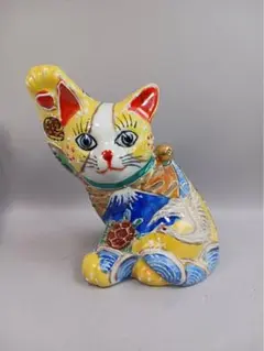 美品】猫 白猫 眠り猫 骨董 陶器 置物 インテリア 工芸品 美術品A2862