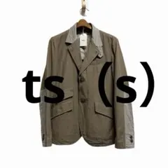 新品 ts（s）ジャケットS 格子柄 チェック 茶系 麻 リネン チンストラップのサムネイル