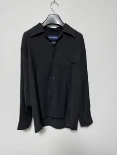 透け感ありLAMA LUCENTE シャツ ブラック 長袖 シボ加工 ドレープ感