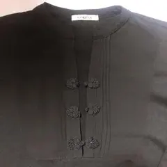 チャイナ風ワンピース　裏起毛　ブラック