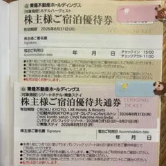 東急不動産　株主優待券　東急　ホテルハーヴェスト、リゾート　東急ステイ　各 １枚