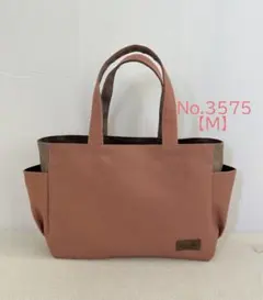 【Mサイズ】オールドローズ　手提げトートバッグ　akaneko サイドポケット付