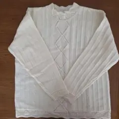 新品未使用 日本製 毛混 ニット ホワイト L