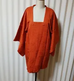 オレンジが可愛い羽織　着用可能品　リメイク素材
