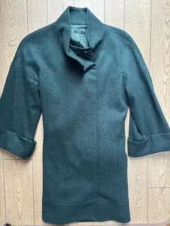 ウールピーコート ダークグリーン ベルト付き