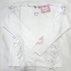新品☆長袖カットソー　S（140㎝） ガーリー　フリル付き　長Ｔ　ホワイト