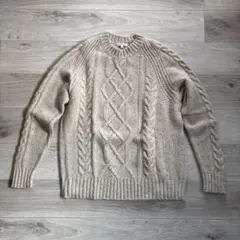 GLOBAL WORK ケーブル編みセーター Lサイズ ベージュ