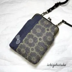 ミナペルホネン　ハンドメイド　がま口スマホポーチ anemone