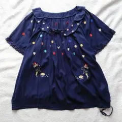 Cherir la femme 刺繍 レース 半袖 リボン ブラウス 大きいのサムネイル