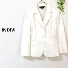 INDIVI インディヴィ　テーラードジャケット 日本製　綿混　オフホワイト