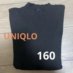 UNIQLOリブハイネック長袖カットソー 160 ブラック
