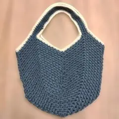 グラニーバッグ　ハンドメイド　くすみブルー