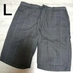 チェック柄 ハーフパンツ グレー Lサイズ