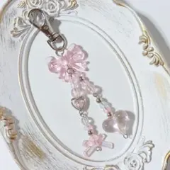 【I】ビーズキーホルダー　ハンドメイド　チャーム　ピンク　y2k