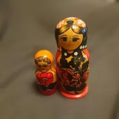 木製マトリョーシカ ロシア民芸品 2個セット 花柄のサムネイル