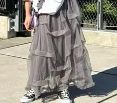 え*ん様 美品❗️チャオパニック　タックラメチュールボリュームスカート　　グレー
