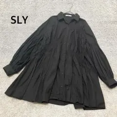 【SLY】シャーリングボリューム シャツミニワンピース