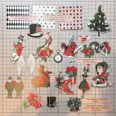 K3 アリス クリスマス コラージュ素材 約20枚 限定品