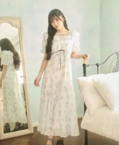 evelyn バストリボン花柄OP