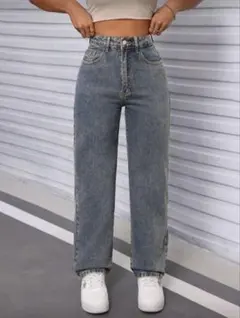 SHEIN PETITE ストレートデニム ミディアムウォッシュ Sサイズ