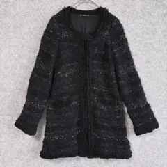 【トゥービーシック】 ジャガード ノーカラー ニット ジャケット モヘヤ ウール