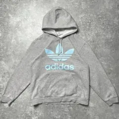 【00s adidas トレフォイルロゴ　プリントフーディー 万国旗タグ】