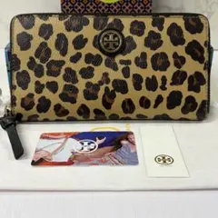 新品同様‼️ トリーバーチ　財布　長財布　レオパード　ヒョウ柄　ラウンドファスナー