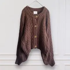 【クレイオ】CLEIO カーディガン ケーブルニット 厚め ブラウン F