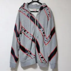 XLARGE ジップパーカー ストライプ グレー フルジップ ダブルジップ