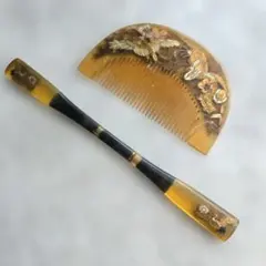 本鼈甲櫛くし金蒔絵和装着物 髪飾りアンティーク - メルカリ