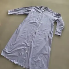 バンドカラーシャツワンピース 水色